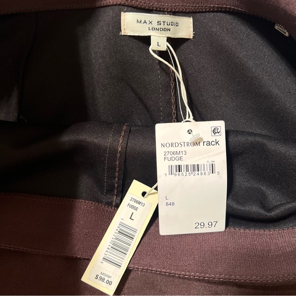 Max Studio Deep Brown Faux Suede A-Line Skirt - Picture 2 of 6